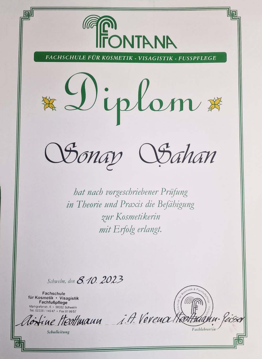 Zertifikat für Laser-Haarentfernung